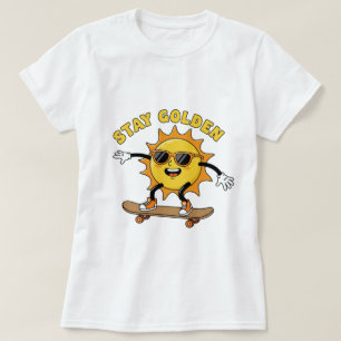 Stay Golden Skateboarding Sun T-Shirt – Retro Cool