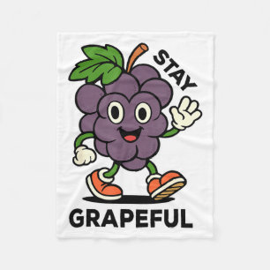 Stay Grapeful - Retro Style - Funny Fruit Pun, Ins Fleece Blanket