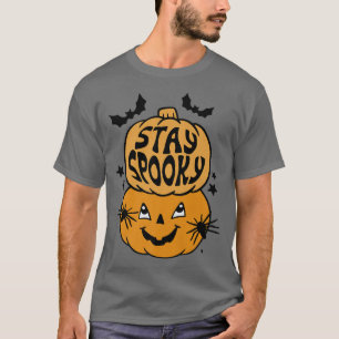 Stay Groovy Funny Scary Pumpkin Bats Halloween Cos T-Shirt