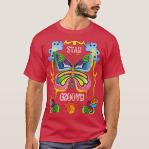Stay Groovy Girl Retro Rainbow Butterfly Hippie Vi T-Shirt