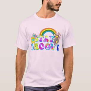 Stay Groovy - Hippie Tie Dye Rainbow Flowers T-Shirt