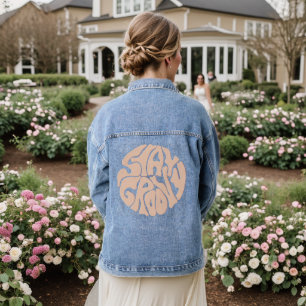 Stay Groovy Retro Beige Denim Jacket