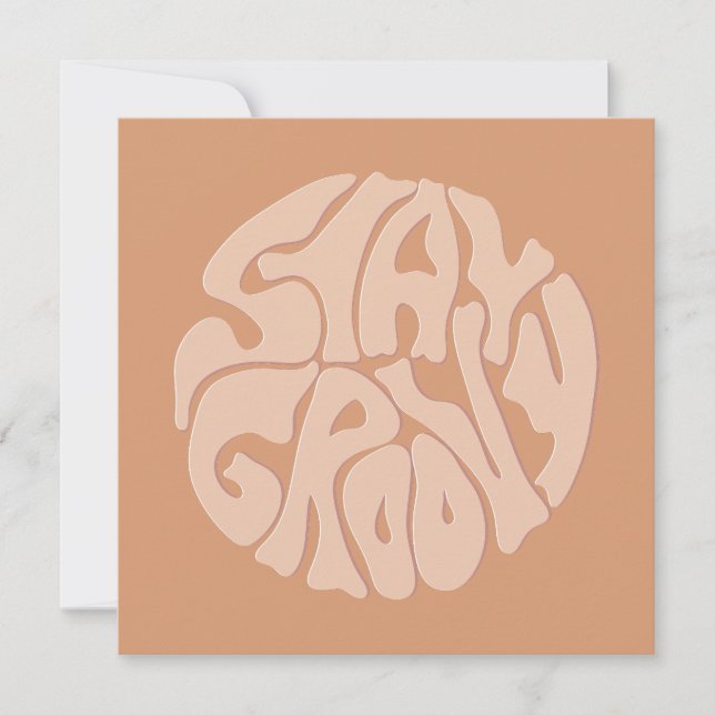 Stay Groovy Retro Beige Flat Card (Front)