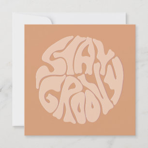 Stay Groovy Retro Beige Flat Card