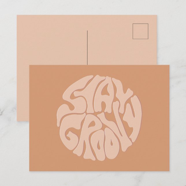Stay Groovy Retro Beige Postcard (Front/Back)
