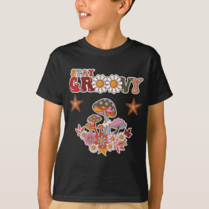 Stay Groovy Retro Mushroom & Daisy Flower Vintage  T-Shirt