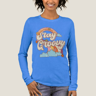 Stay Groovy Retro Rainbow Flowers Typography Tri-Blend Shirt