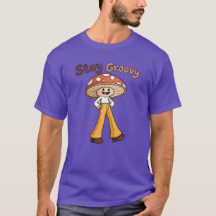 Stay Groovy Smiling Mushroom 70s Retro friends T-Shirt