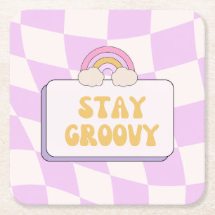 Stay Groovy Square Paper Coaster