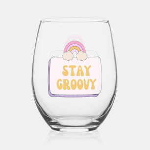 Stay Groovy Stemless Wine Glass