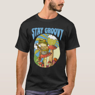 Stay Groovy Vintage 70s Mushroom  Frog Playing Ban T-Shirt