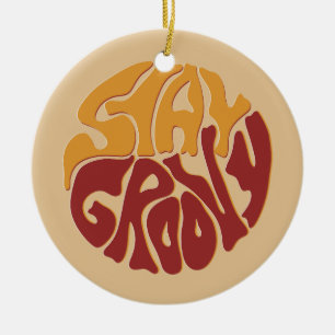 Stay Groovy with a Splash of Red and Yellow Ceramic Tree Decoration