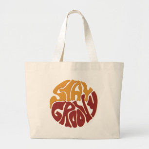 Stay Groovy with a Splash of Red and Yellow Large Tote Bag