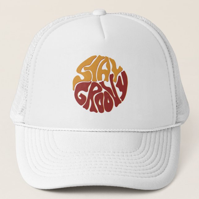 Stay Groovy with a Splash of Red and Yellow Trucker Hat (Front)