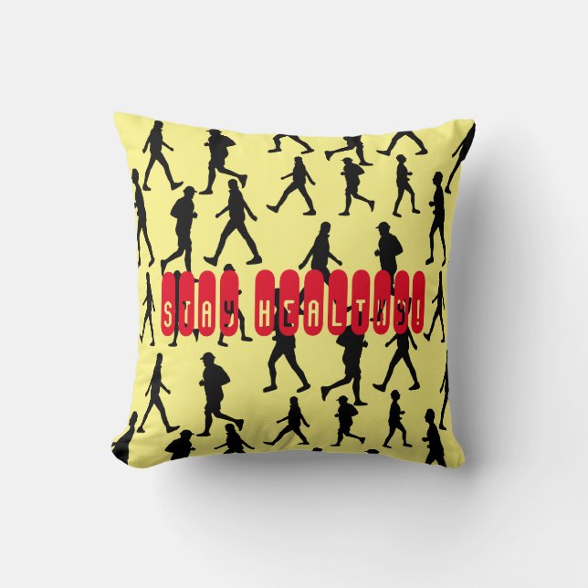 'Stay Healthy!' Running Jogging Pillow Cushion (Front)