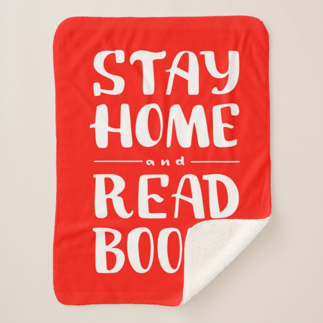 Stay Home and Read Books Sherpa Blanket (Front)