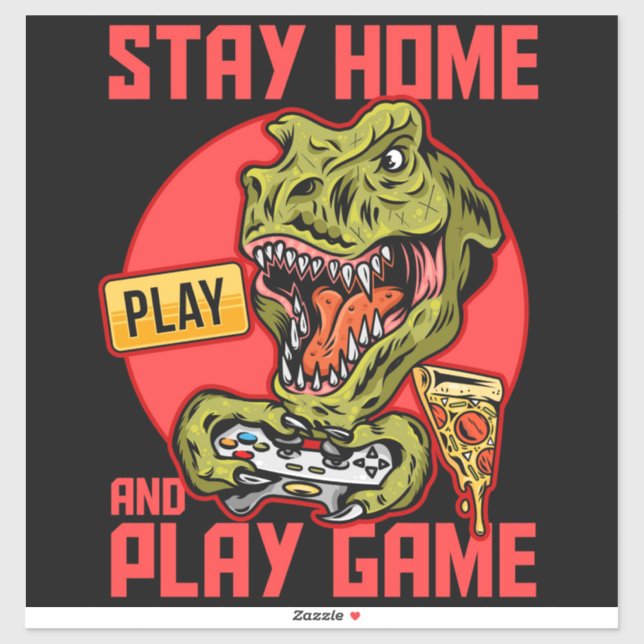 stay home play video games Dinosaur Sticker (Sheet)