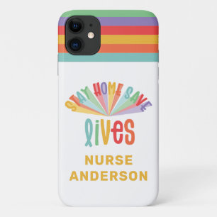 Stay home save lives rainbow colourful Case-Mate iPhone case
