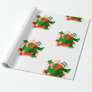 stay home st patricks lockdown wrapping paper