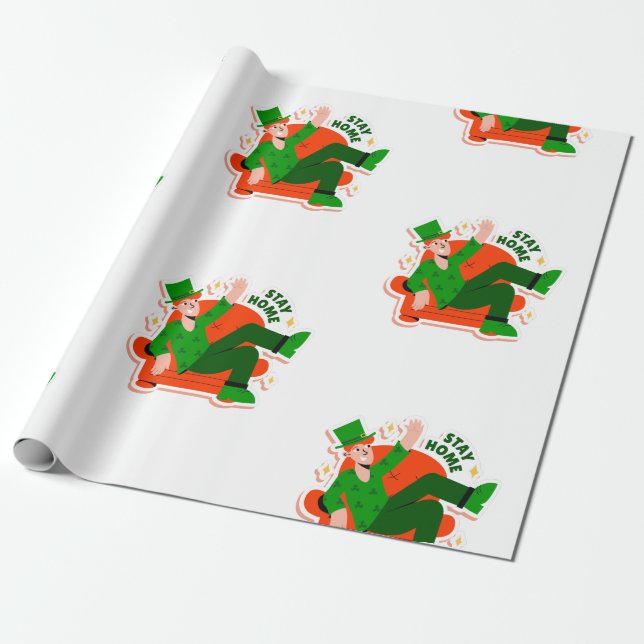 stay home st patricks lockdown wrapping paper (Unrolled)