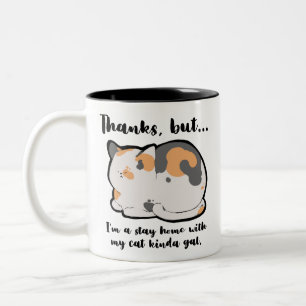 Stay Home With My Cat Kinda Gal Two-Tone Coffee Mug