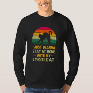 Stay Home with My Lykoi Cat Funny Cat Mum Humour C T-Shirt