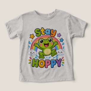 Stay Hoppy Cute Happy Frog Cartoon Design