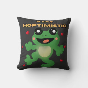 Stay Hoptimistic Cute Frog Pun Funny Frog Lover Gi Cushion