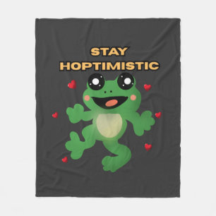 Stay Hoptimistic Cute Frog Pun Funny Frog Lover Gi Fleece Blanket