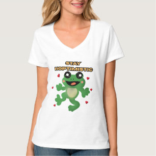 Stay Hoptimistic Cute Frog Pun Funny Frog Lover Gi T-Shirt