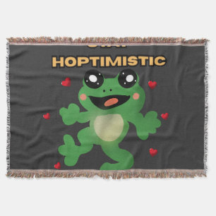 Stay Hoptimistic Cute Frog Pun Funny Frog Lover Gi Throw Blanket