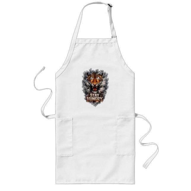 Stay Hungry Tiger Motivation Design Long Apron (Front)