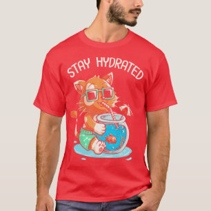 Stay Hydrated Cat Summer Fish by Tobe Fonseca T-Shirt