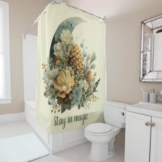 Stay in Magic Winter Moon Design Shower Curtain (In Situ)