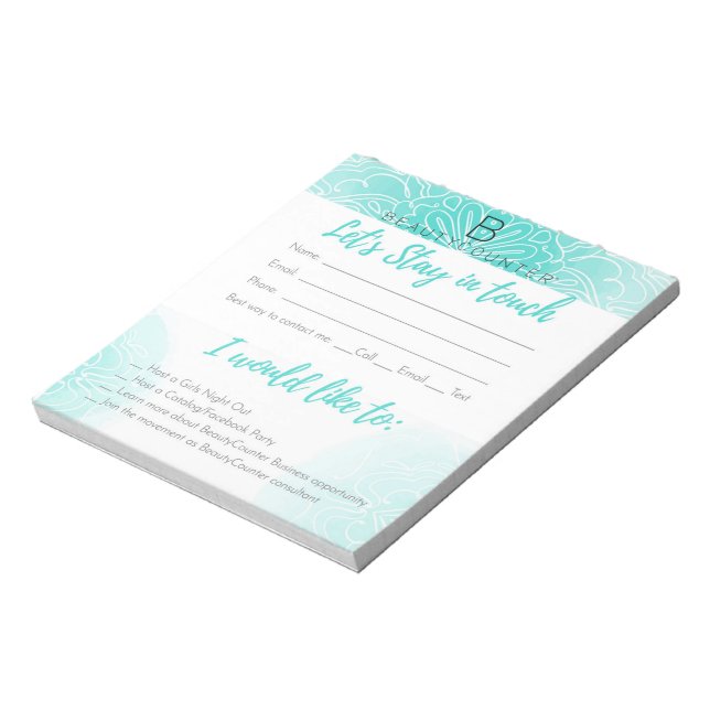 Stay in touch Beauty Consultant BC- contact card Notepad (Rotated)
