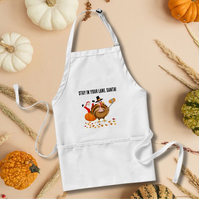 Stay in Your Lane, Santa Photobombing Turkey Standard Apron (Creator Uploaded)