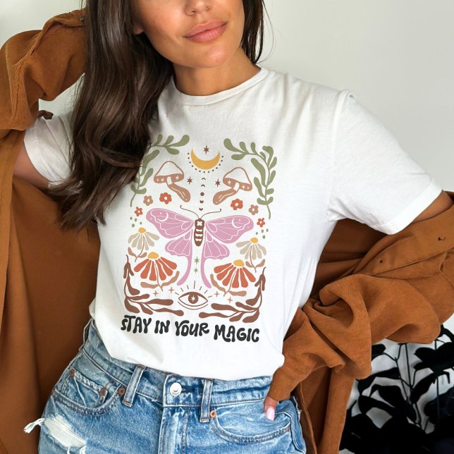 Stay in your Magic Boho Floral Inspiration Quote T-Shirt (Creator Uploaded)