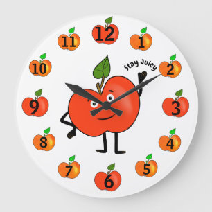 Stay Juicy – Cute Red Apple Wall Clock