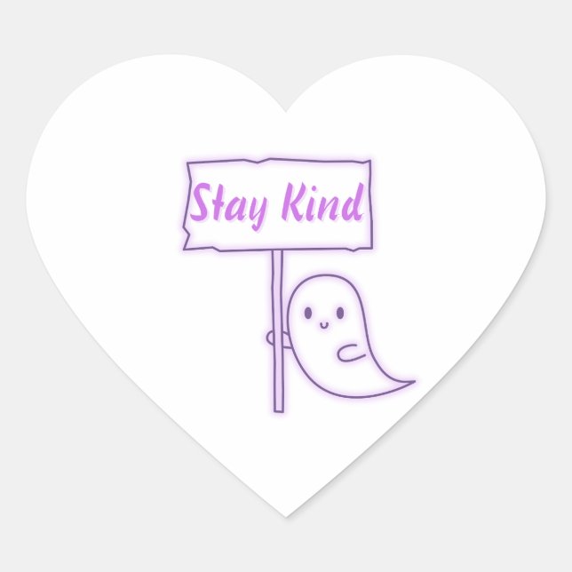 Stay Kind Friendly Ghost Heart Sticker (Front)