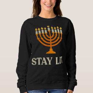 Stay Lit Hanukkah Menorah Jewish Chanukkah Dreidel Sweatshirt