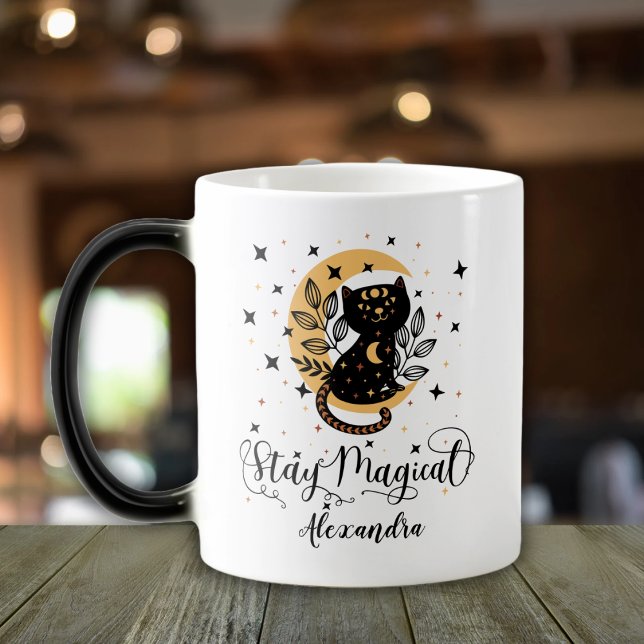 Stay magical black cat with half moon with stars magic mug (Creator Uploaded)