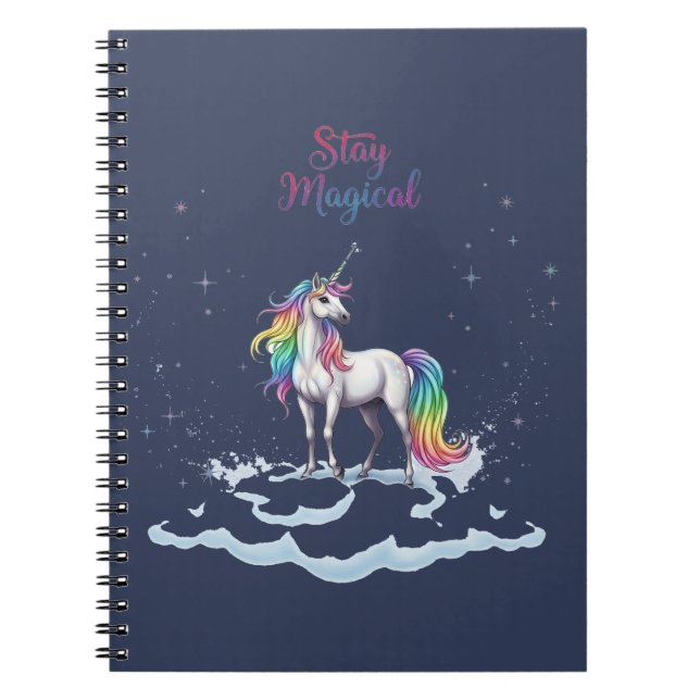 Stay Magical – Dreamy Unicorn Fantasy Quote Design Notebook (Front)