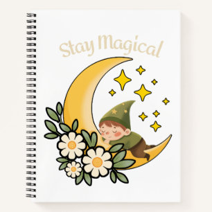 Stay Magical Gnome on Crescent Moon  Notebook