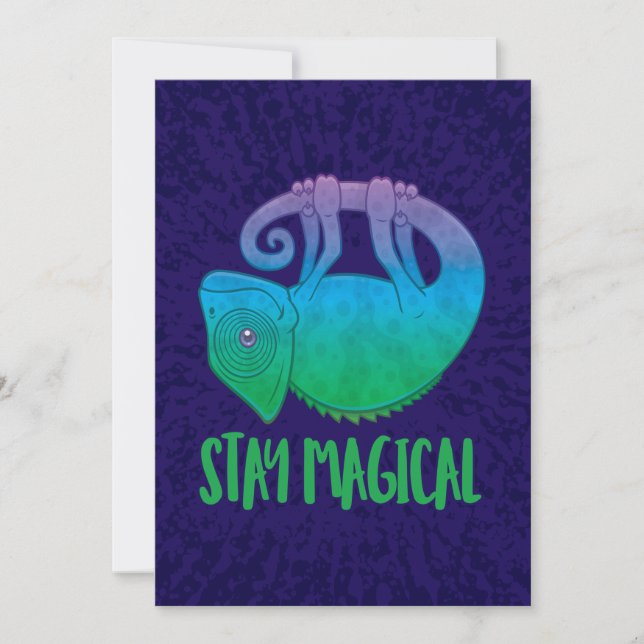 Stay Magical Levitating Chameleon Holiday Card (Front)