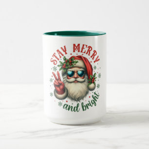 Stay Merry and Bright Cool Santa Christmas Mug