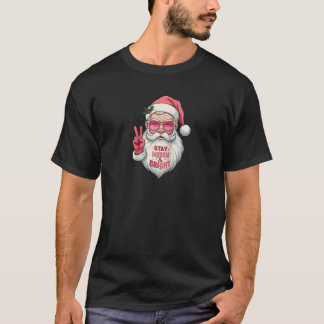 Stay Merry And Bright Santa Claus Peace Sign Chris T-Shirt