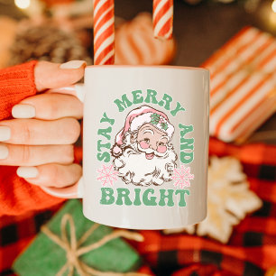 Stay Merry & Bright Vintag Santa Holiday Christmas Mug