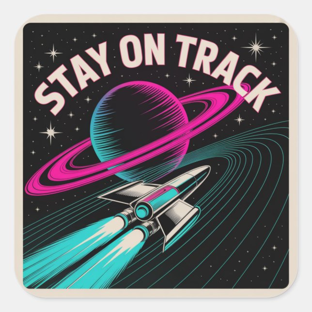 Stay On Track Square Sticker (Front)
