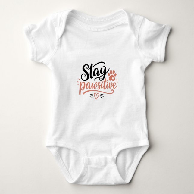 Stay Pawsitive Baby Bodysuit (Front)