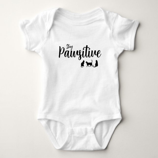 Stay Pawsitive Black Cat Baby Bodysuit (Front)